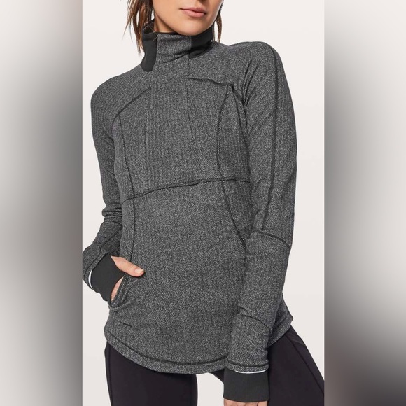 LULULEMON ATHLETICA Base Runner 1/2 Zip Pullover Jacket in Coco Pique Bl… - Picture 2 of 7